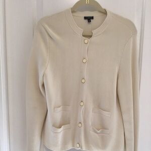 Talbot's Ivory Cardigan with Gold/Ivory Buttons - MP